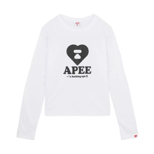 (오더) 베이프 APEE 여성 하트 로고 티셔츠 화이트 WHITE