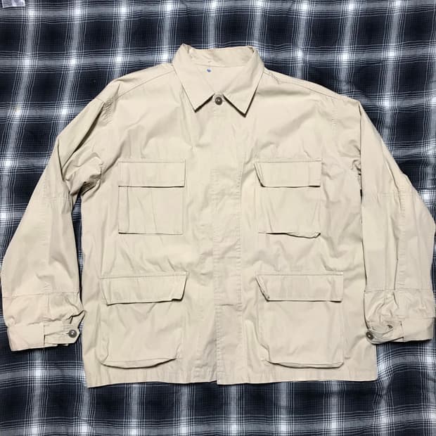 Gu 재팬 밀리터리 립스탑 bdu 셔츠 자켓 베이지
