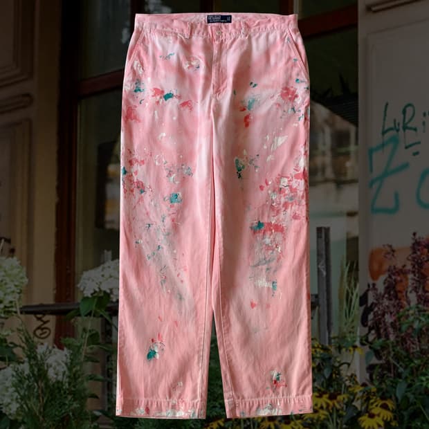 폴로 다잉 페인팅 핑크 치노 팬츠