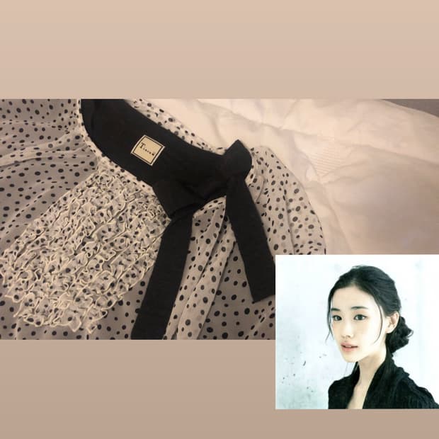 리본 도트 레이어드 원피스 세트