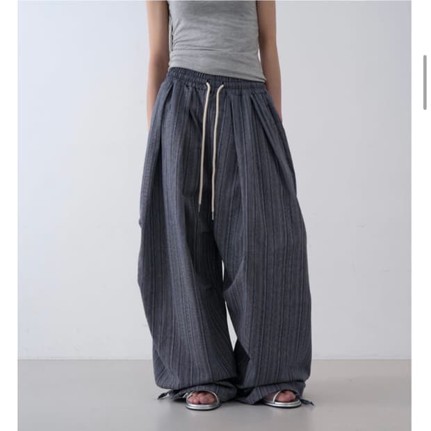 로웨어 ice stripe linen pintuck pants 린넨 바지