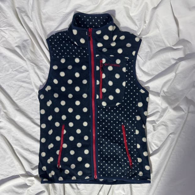 컬럼비아 도트 패턴 플리스 베스트 y2k