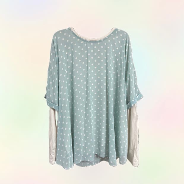 아오이우유 민트 도트 블라우스 땡땡이 하구미 모리