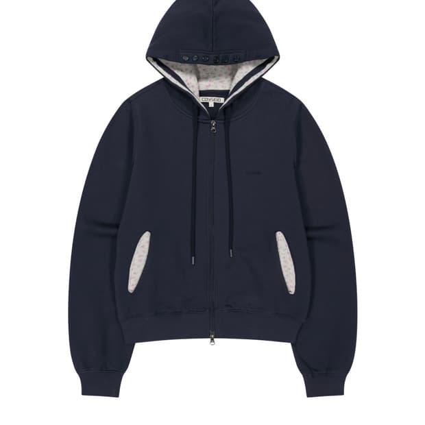 FLOWER POINT ZIP-UP HOODIE (NAVY)