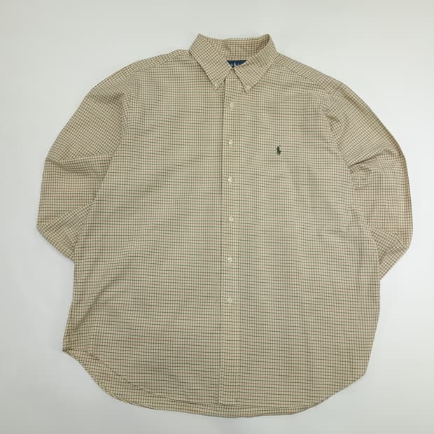 Co877 2XL 폴로 랄프로렌 클래식 마이크로체크 긴팔 셔츠 남방