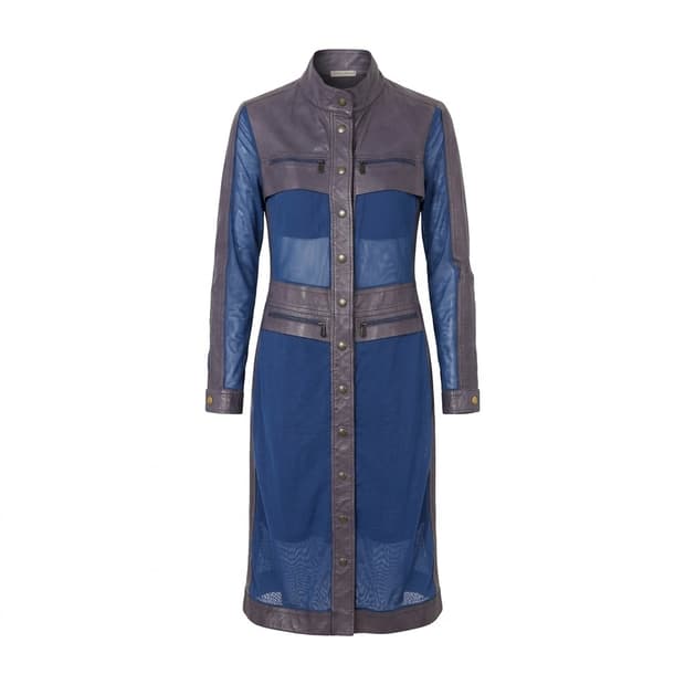 보테가베네타 블루/그레이 배색 셔츠 원피스 40