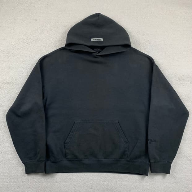 피어오브갓 에센셜 스카치 빅로고 블랙 후드티