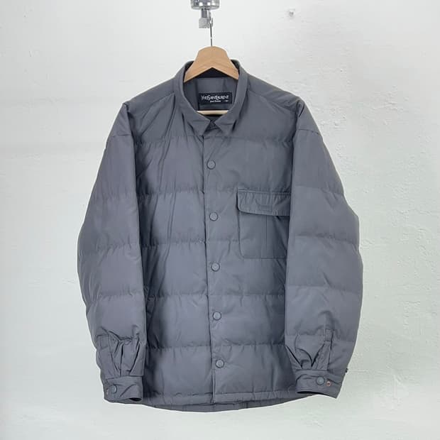 이브 생로랑 뿌르 옴므 차콜 그레이 패디드 셔츠 다운 자켓