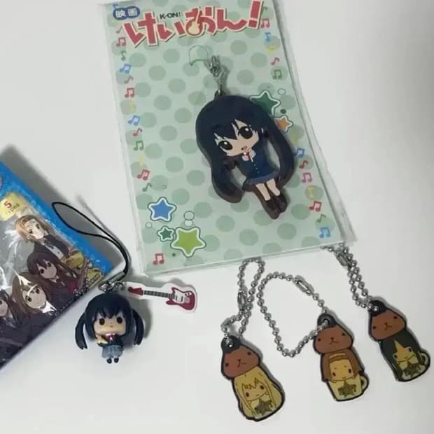 5종 케이온 카피바라상 메탈 키링 리츠 미오 아즈사 러버 스트랩