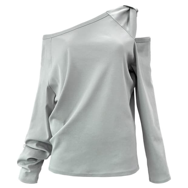 체메씨 BOW ONE-SHOULDER LONG SLEEVE 라이트 그레이