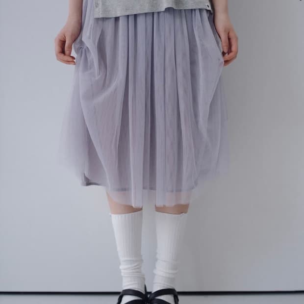 오헤시오 드레이프 밴딩 스커트 그레이
