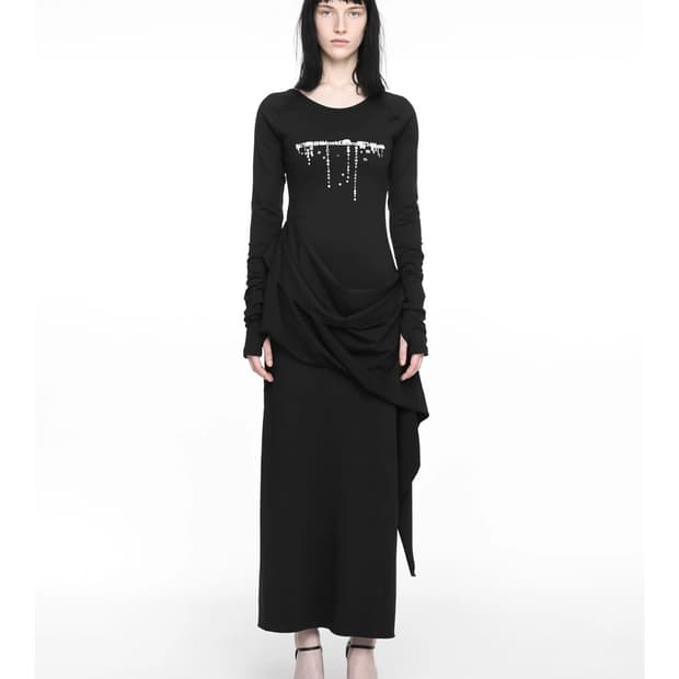 NACHE 나체 DROP MAXI DRESS BLACK