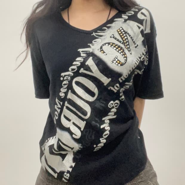  y2k lettering cubic Half T-shirt