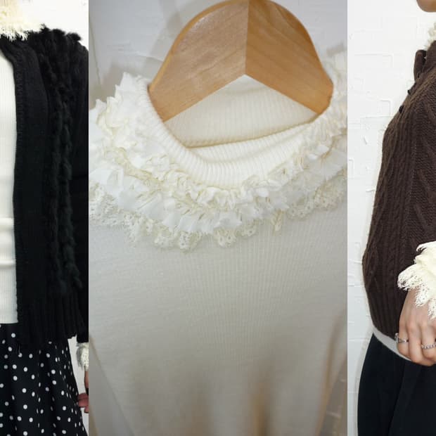 Victorian ruffle collar knit