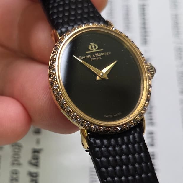 레어] 명품 보메메르시에 엘립스 18K올금통 블랙오닉스판 여성용