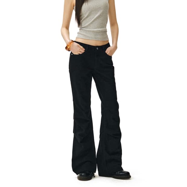 데케트 우먼 코튼 셔링 부츠컷팬츠 Flared Shirring Pants
