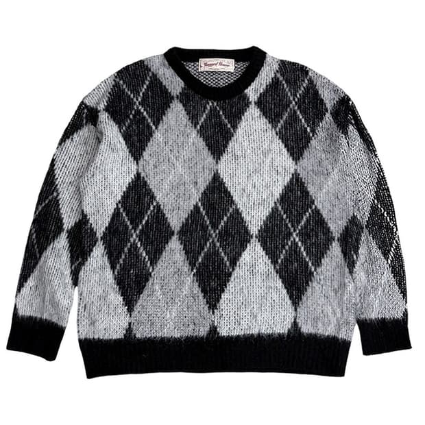 RUGGED HOUSE 브람스 아가일 헤어리 울 니트 그레이 1