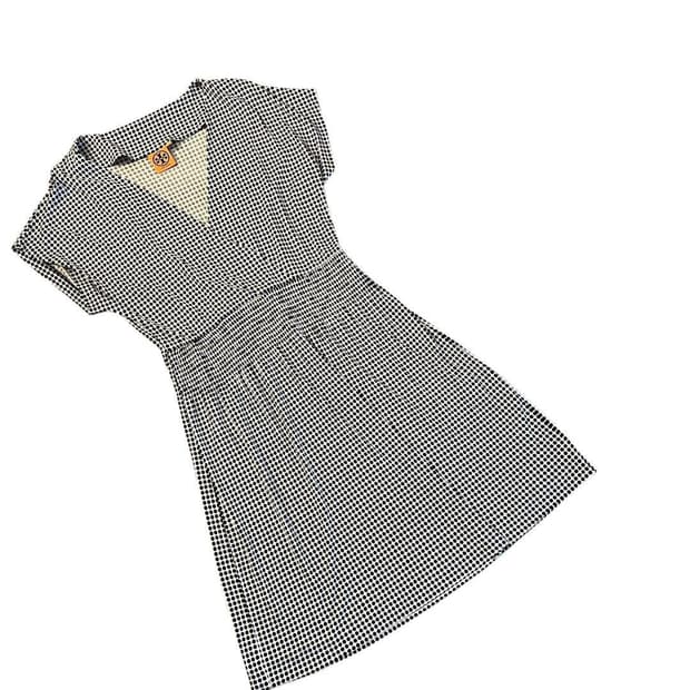 토리버치 폴카도트패턴 프렌치슬리브 실크 저지 랩원피스