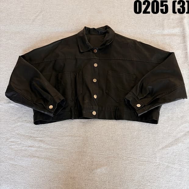[실측확인] 빈티지 여성 크롭 인조 가죽 자켓 0205(3)