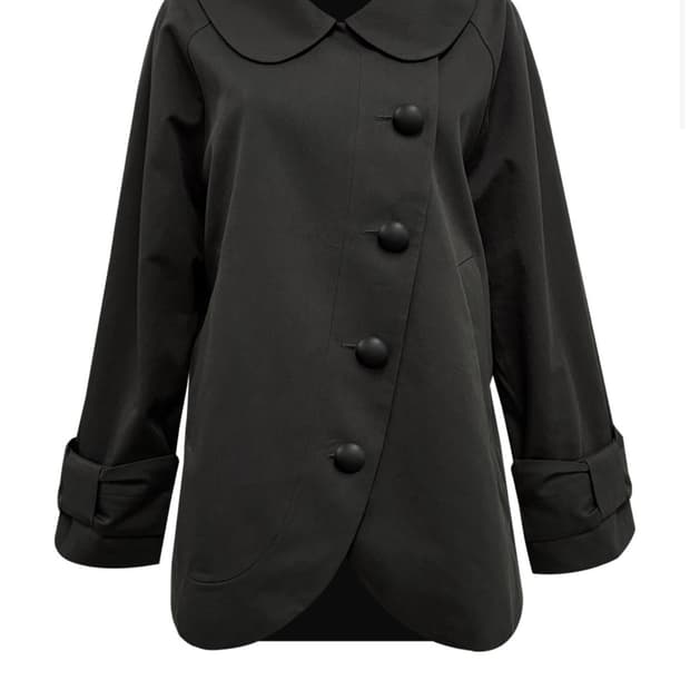 체메씨 BOW ROUND COTTON HALF COAT CHARCOAL