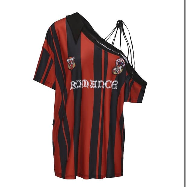 카리나 착용) 24ans 블록코어 오프숄더 스트라이프 럭비 티셔츠