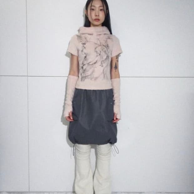 허그유어스킨 퍼리 후드 셋업 화이트