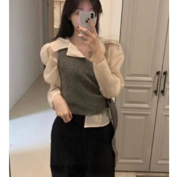 (새상품)르플레인 다혜 착용 자라 니트 조끼 베스트 블라우스 