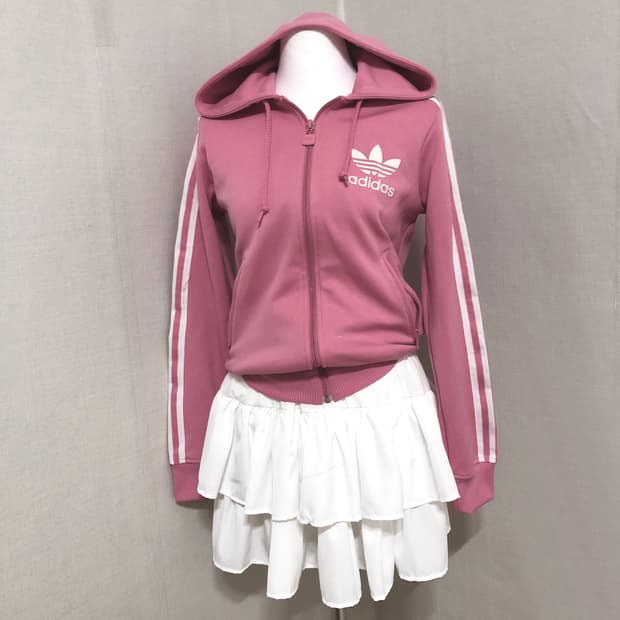 아디다스 핑크 후드플락져지 XS 