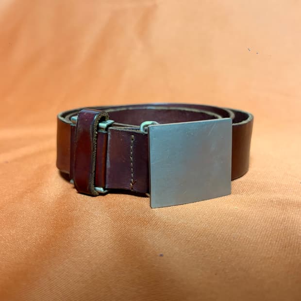 J vim 정사각형 버클 리얼 레더 벨트