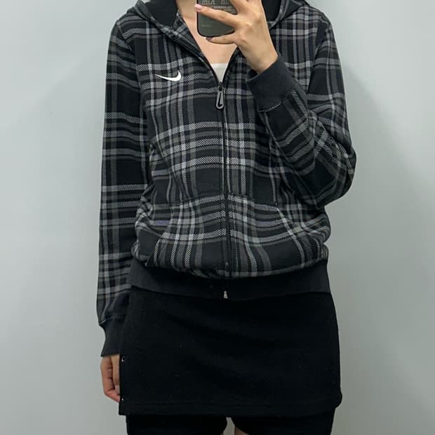 나이키 체크 후드집업