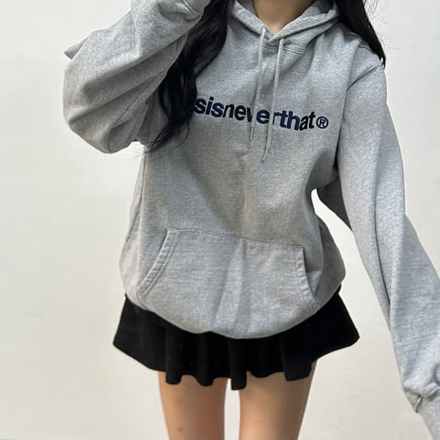 디스이즈네버뎃 그레이 T로고 시그니처 스웨트셔츠 후드티(L)