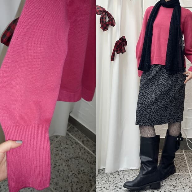 fuchsia puffed knit