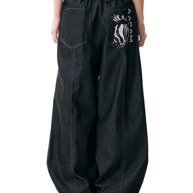 Knee Pin-tuck Printed Denim Pants