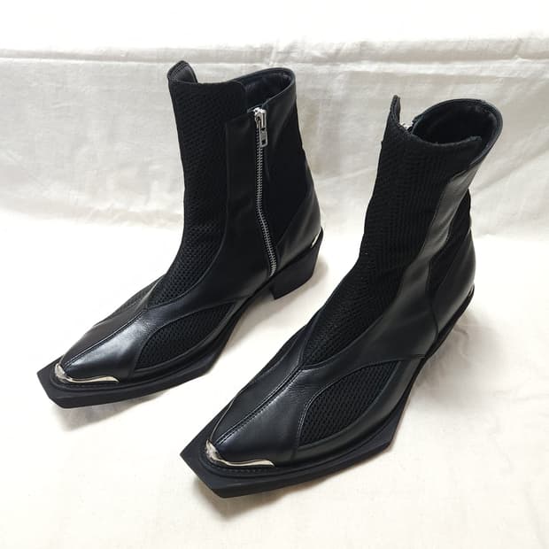 [280] 쏜가먼츠포인티드 스틸 토 메쉬 스컬처 부츠