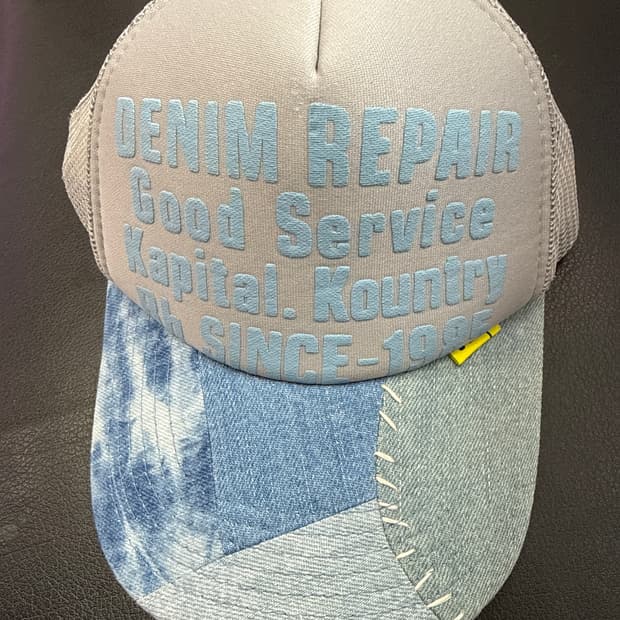 KAPITAL데님 워시드 트러커 캡