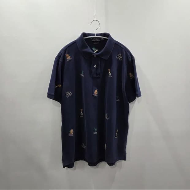 폴로랄프로렌 피케 카라 멀티자수 반팔티 네이비 L