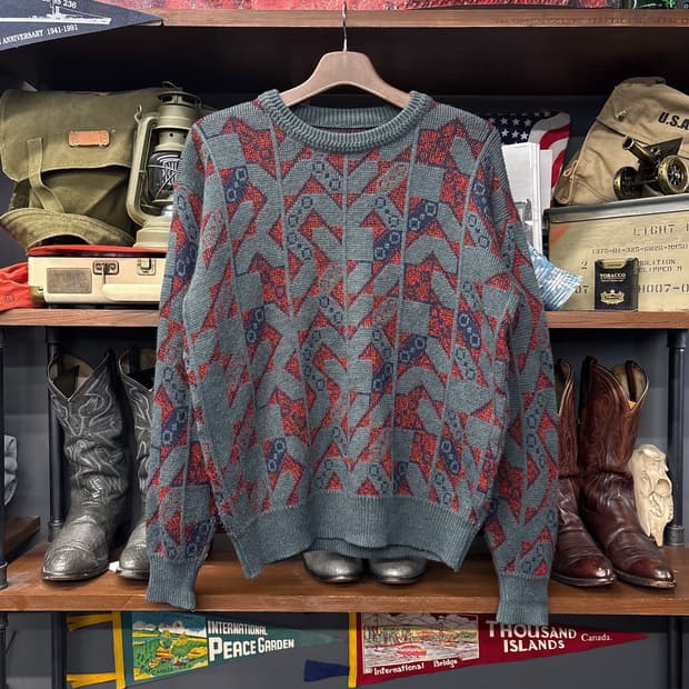 90s 빈티지 지오매트릭 자카드 패턴 스웨터 N155