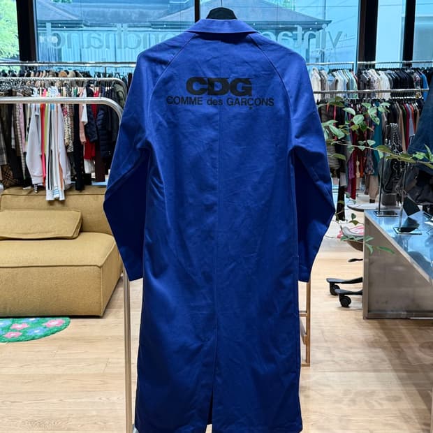cdg 블루 모리넬 롱 워크 자켓 