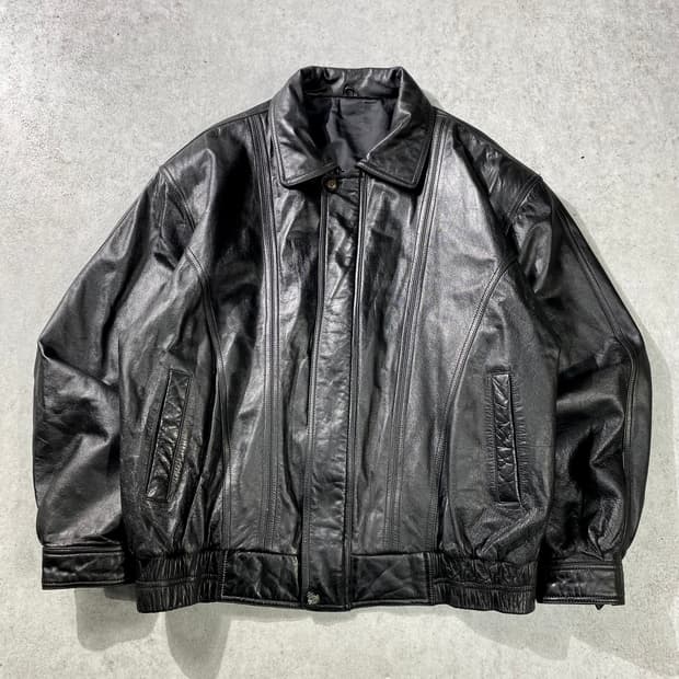 [M-L] Vintage 빈티지 양가죽 블랙 레더 봄버자켓