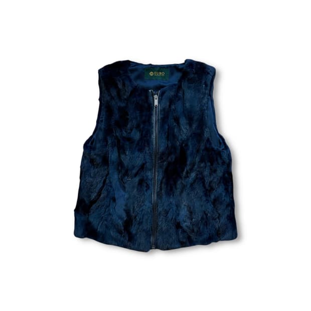 EURO 네이비 천연밍크 퍼 베스트