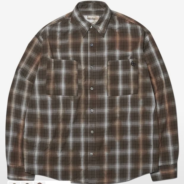 노매뉴얼 체크셔츠 브라운