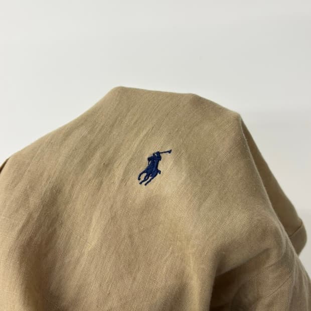 Polo 폴로랄프로렌 신형라벨 린넨 베이지 솔리드 셔츠 