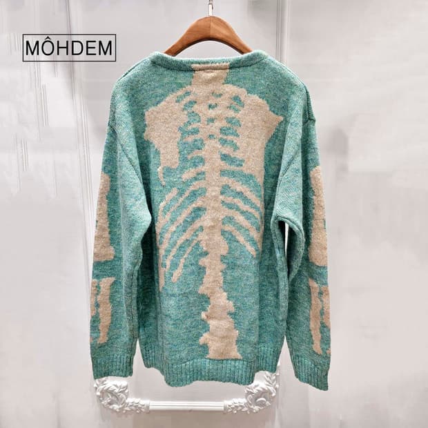 [premium] 본 스컬 가디건 그린