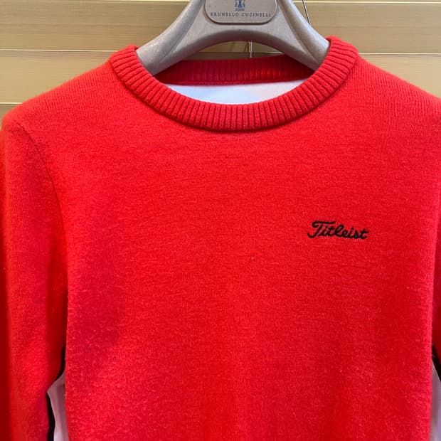 타이틀리스트 여성 레드 골프니트 라운드니트