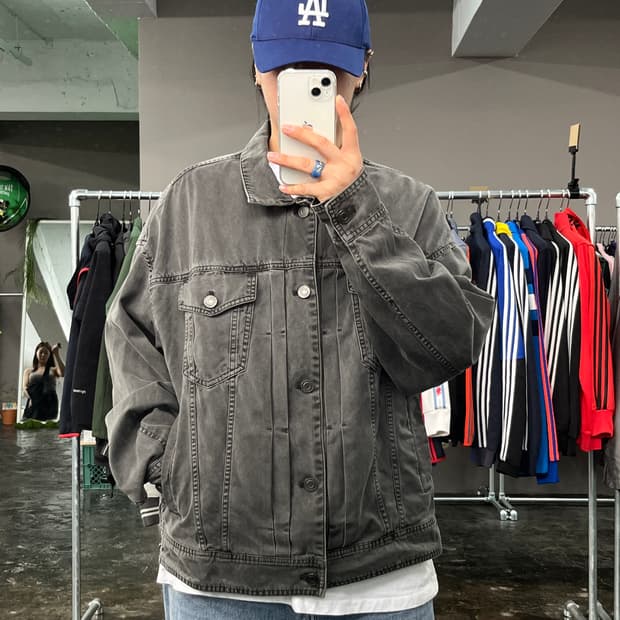 준지 워싱 오버핏 데님 트러커 자켓