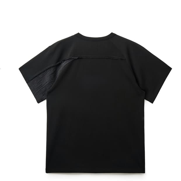 Curved Henley Neck Tee Black 4(L)