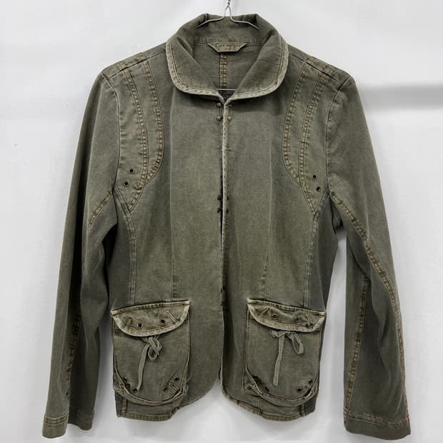 eyelet&knit detail jacket