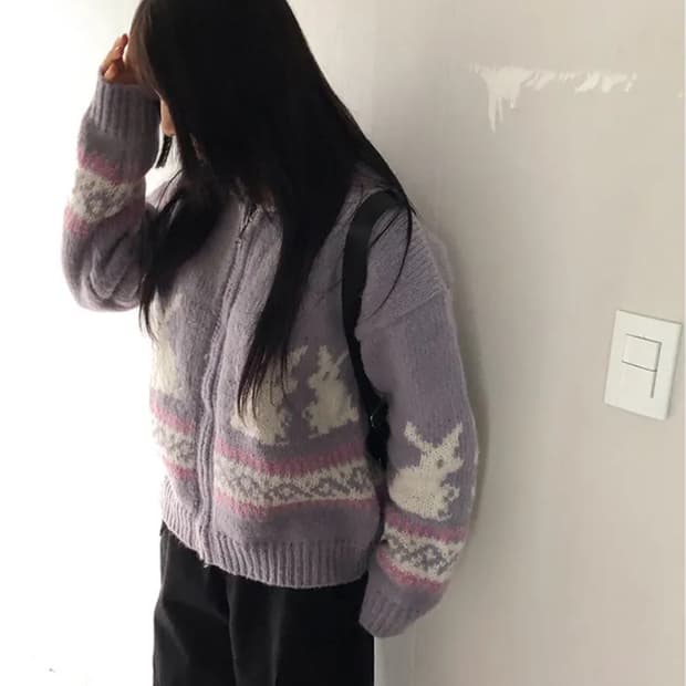 moon rabbit knit cardigan