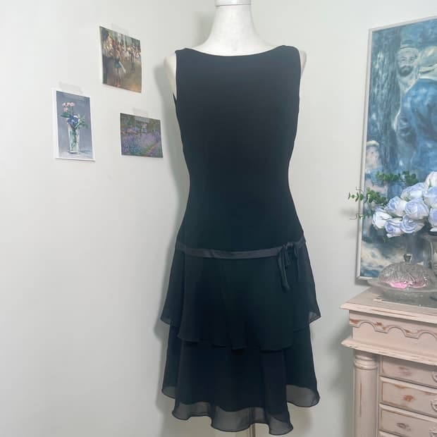 black chiffon flare bow point midi opc(s