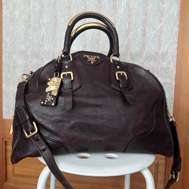 Prada Italy 다크 브라운빅백 숄더 크로스백